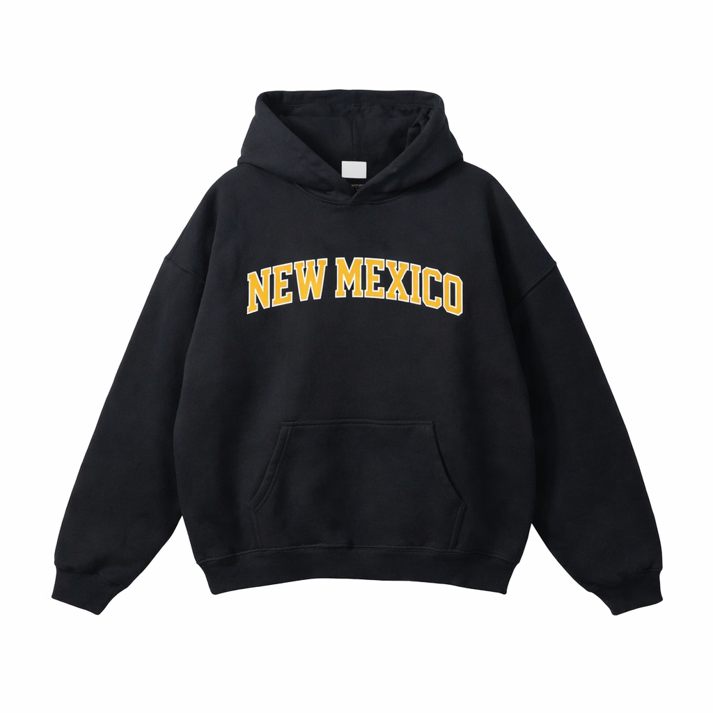 Collection 1 New Mexico Oversize Fleeced Hoodie - Black front