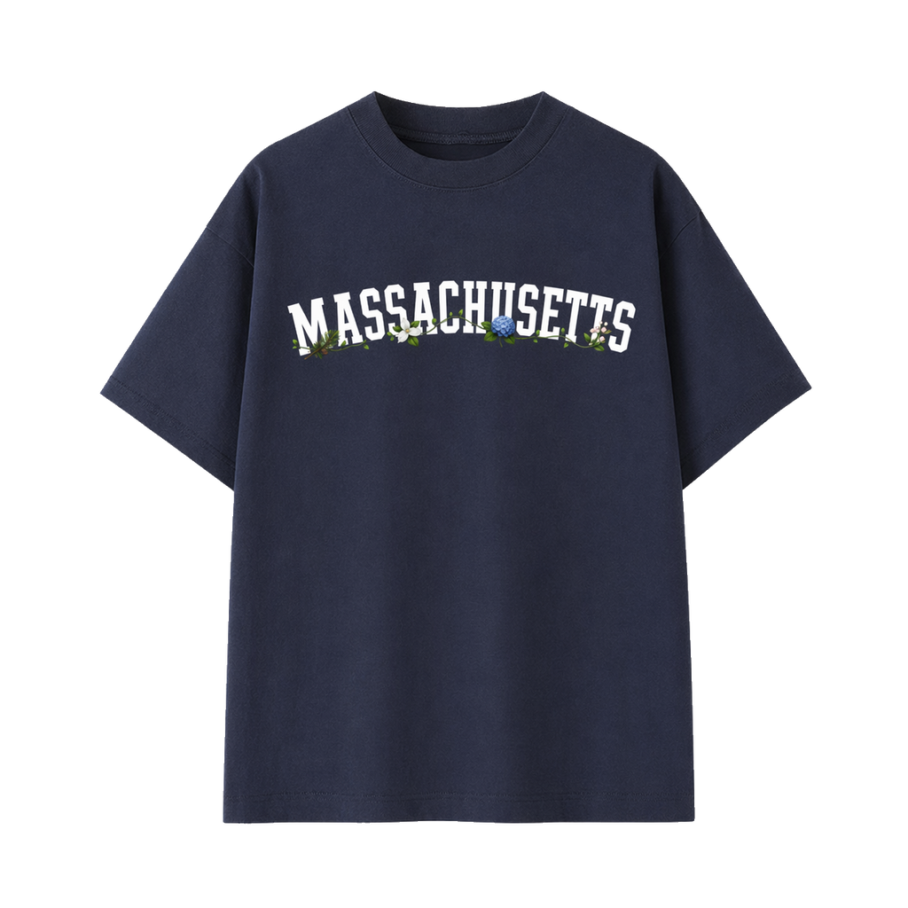 Collection 10 Massachusetts Essential Cotton T-Shirt - Navy Blue front