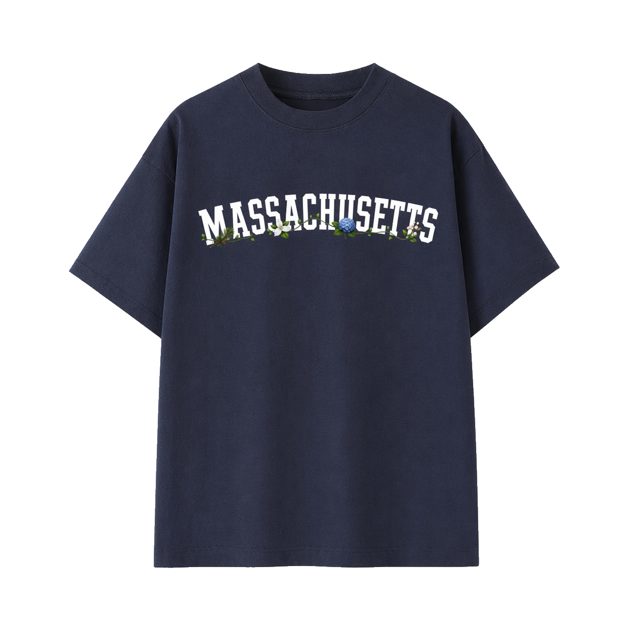 Collection 10 Massachusetts Essential Cotton T-Shirt - Navy Blue front