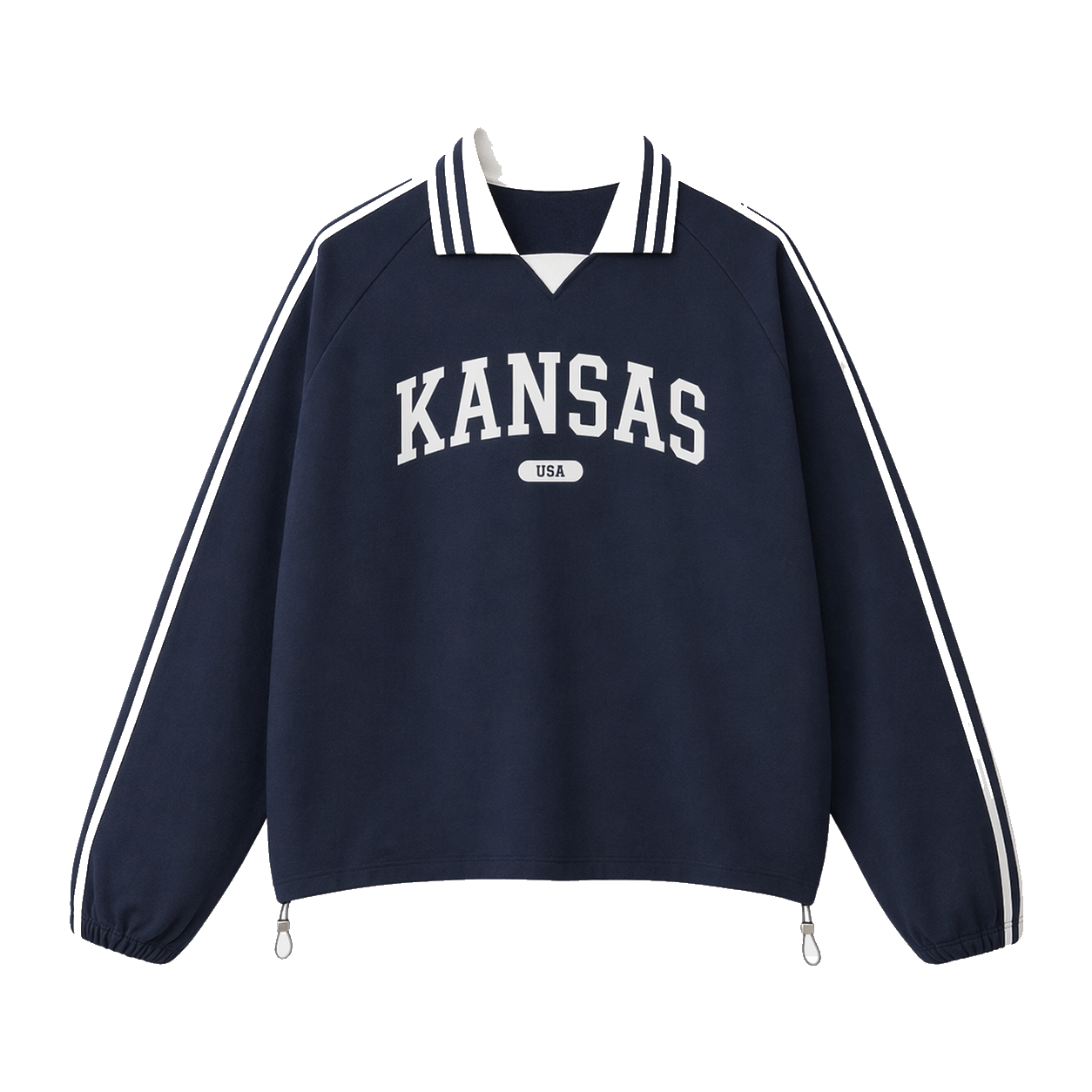 Collection 4 Kansas Contrast Striped Lapel Collar Sweatshirt - Royal Blue front