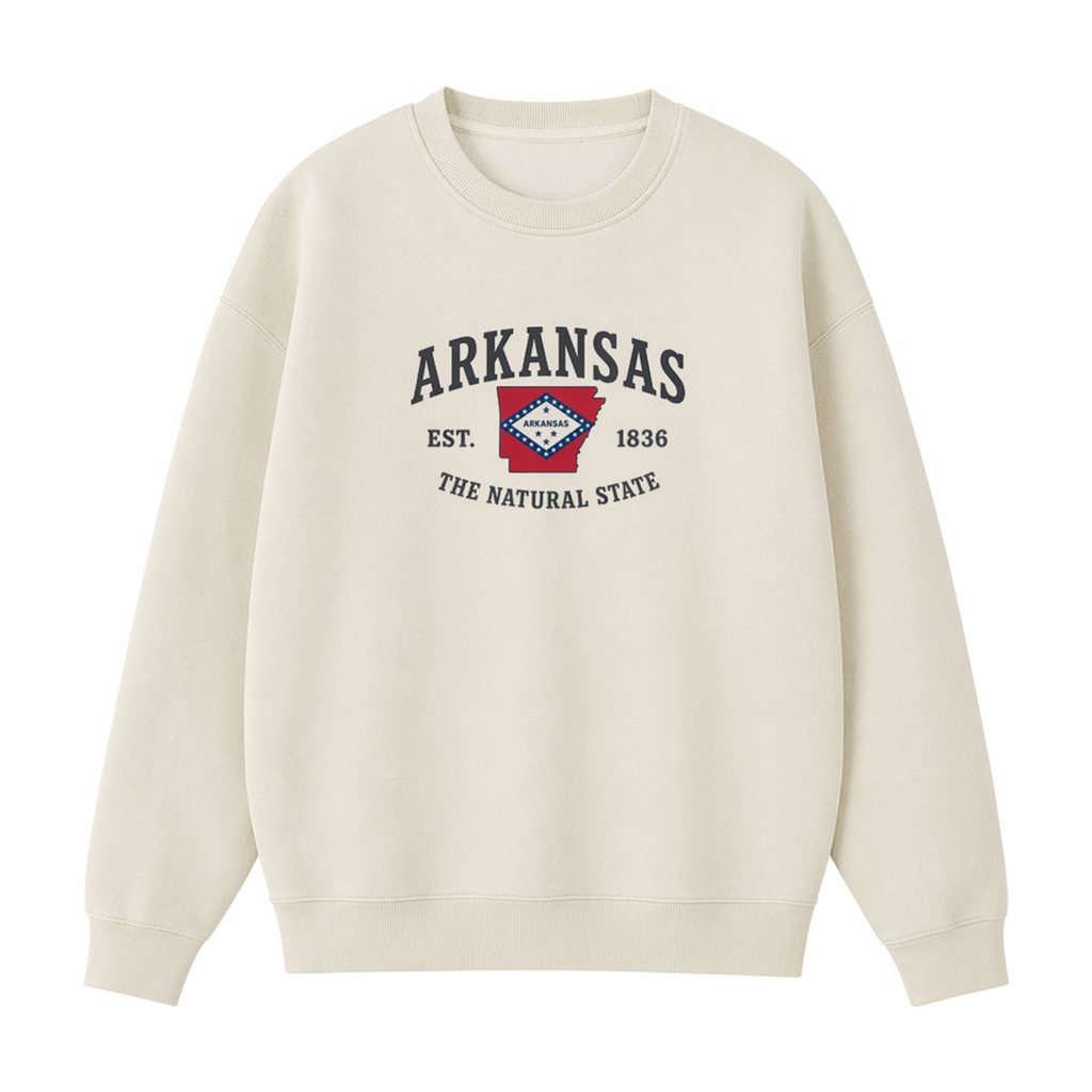 Collection 8 Arkansas Essential Heavyweight Crewneck Sweatshirt - Cream front