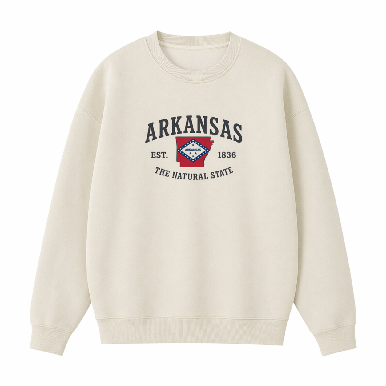 Collection 8 Arkansas Essential Heavyweight Crewneck Sweatshirt - Cream front