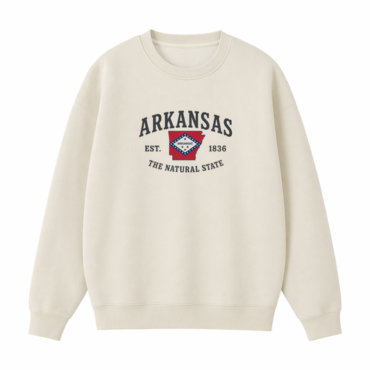 Collection 8 Arkansas Essential Heavyweight Crewneck Sweatshirt - Cream front