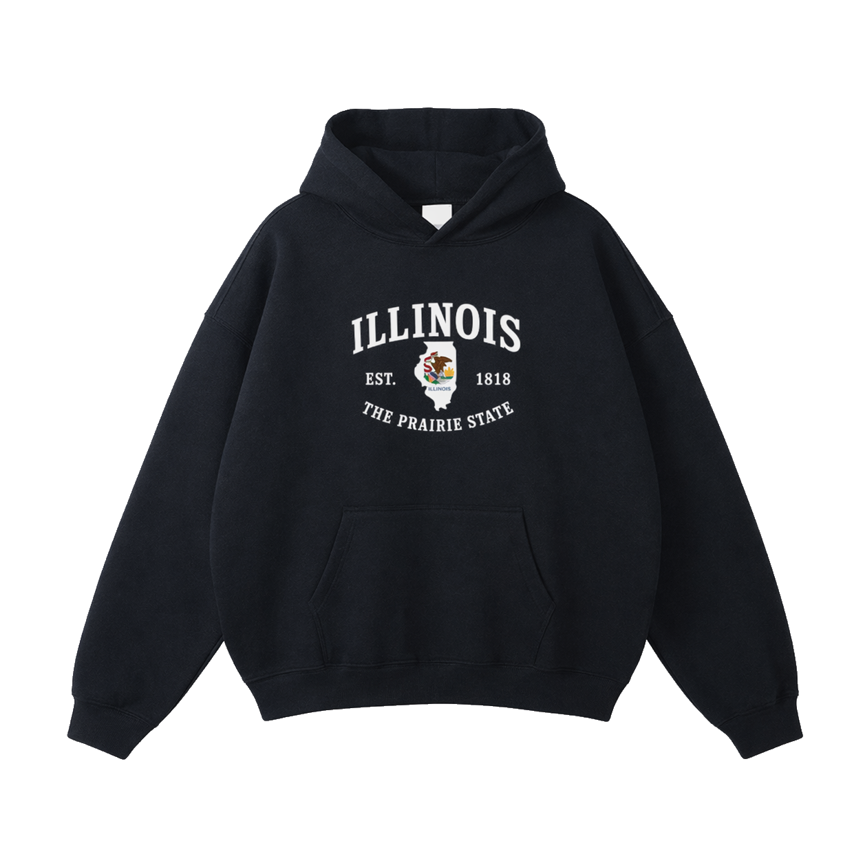 Collection 8 Illinois Oversize Fleeced Hoodie - Black front