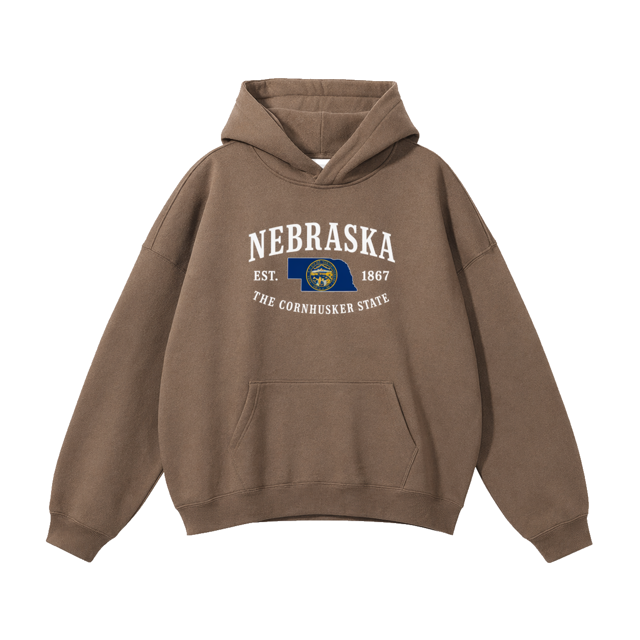 Collection 8 Nebraska Oversize Fleeced Hoodie - Brown front