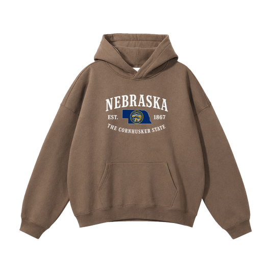 Collection 8 Nebraska Oversize Fleeced Hoodie - Brown front