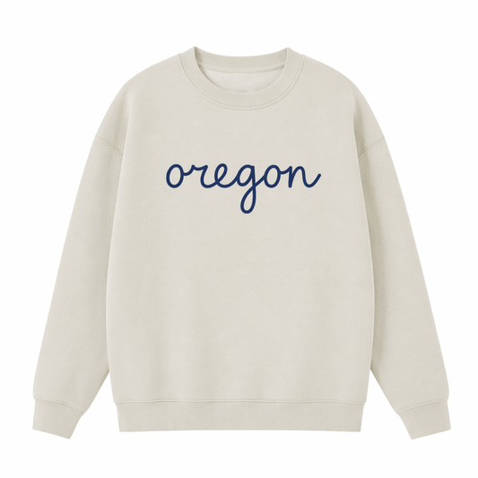 Collection 3 Oregon Essential Heavyweight Crewneck Sweatshirt - Cream front