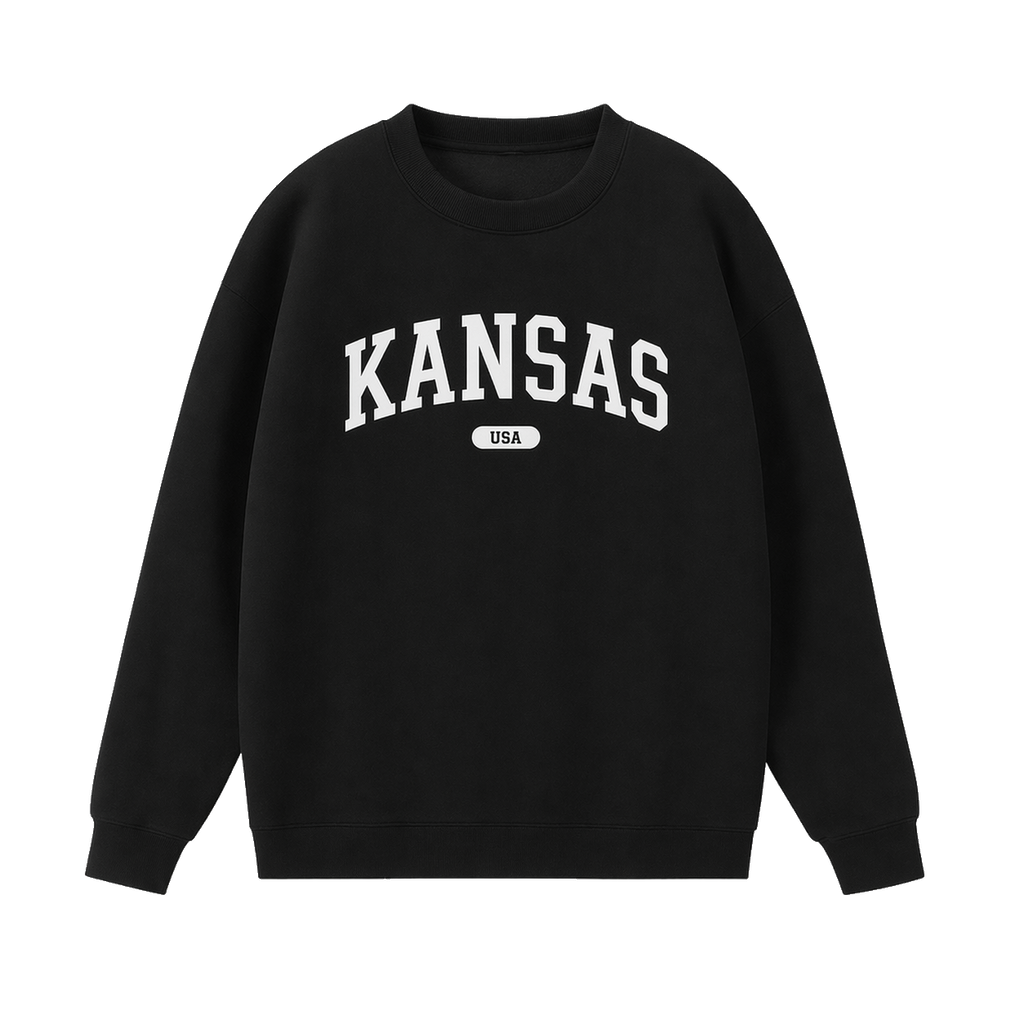 Collection 4 Kansas Essential Heavyweight Crewneck Sweatshirt - Black front