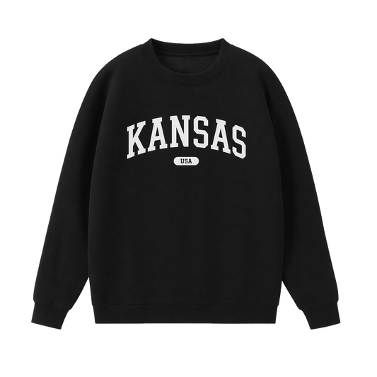 Collection 4 Kansas Essential Heavyweight Crewneck Sweatshirt - Black front