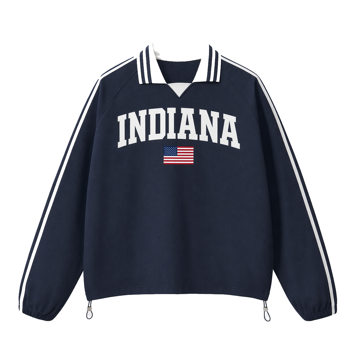 Collection 2 Indiana Contrast Striped Lapel Collar Sweatshirt - Royal Blue front