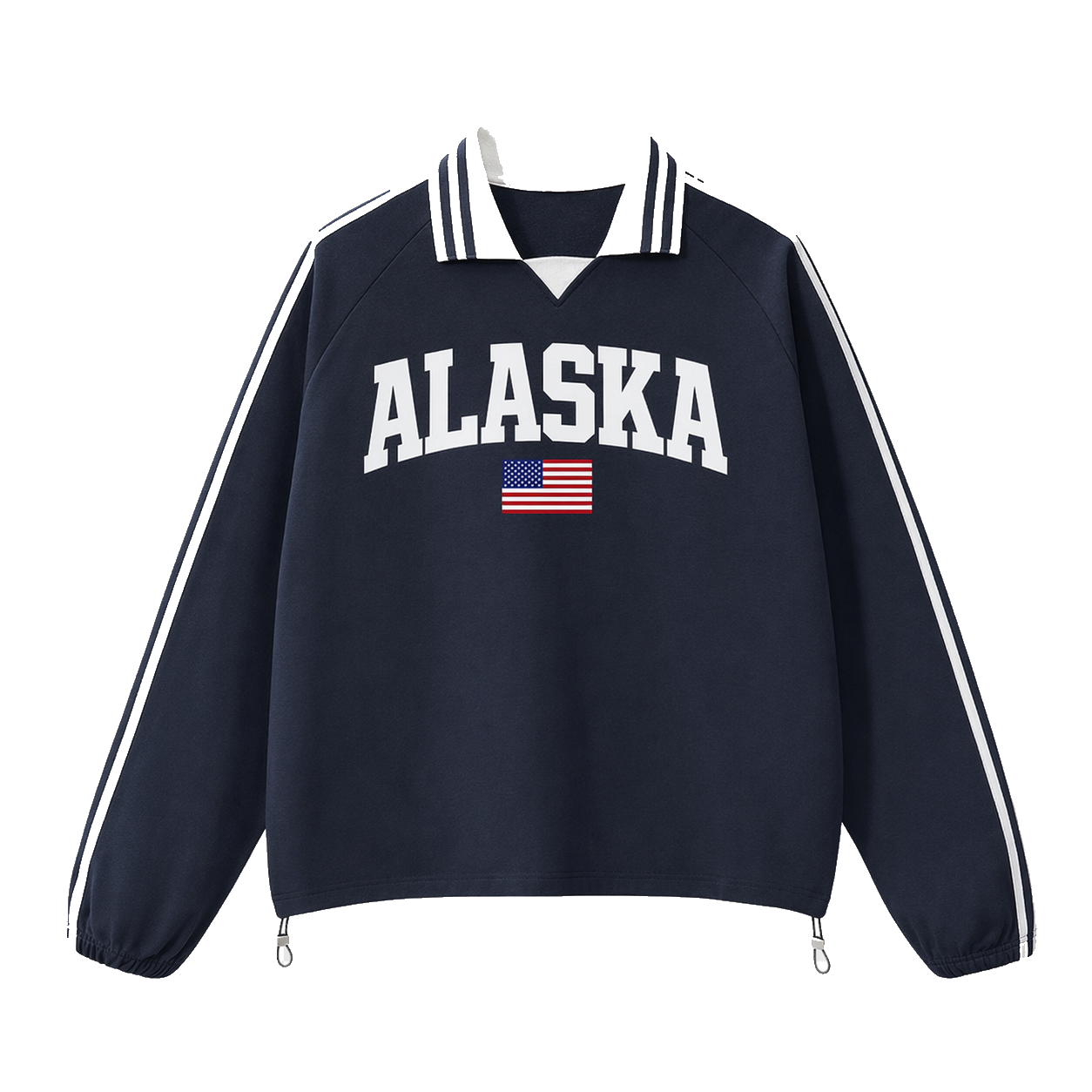 Collection 2 Alaska Contrast Striped Lapel Collar Sweatshirt - Royal Blue front