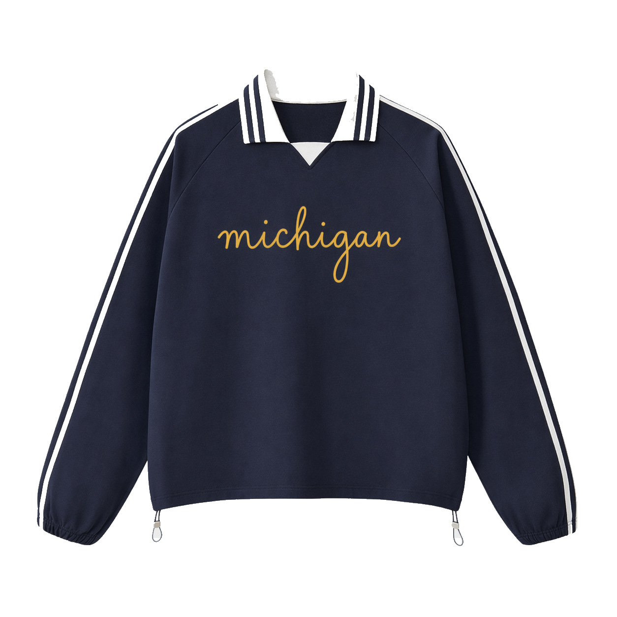 Collection 3 Michigan Contrast Striped Lapel Collar Sweatshirt - Royal Blue front