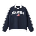 Collection 2 Arkansas Contrast Striped Lapel Collar Sweatshirt - Royal Blue front