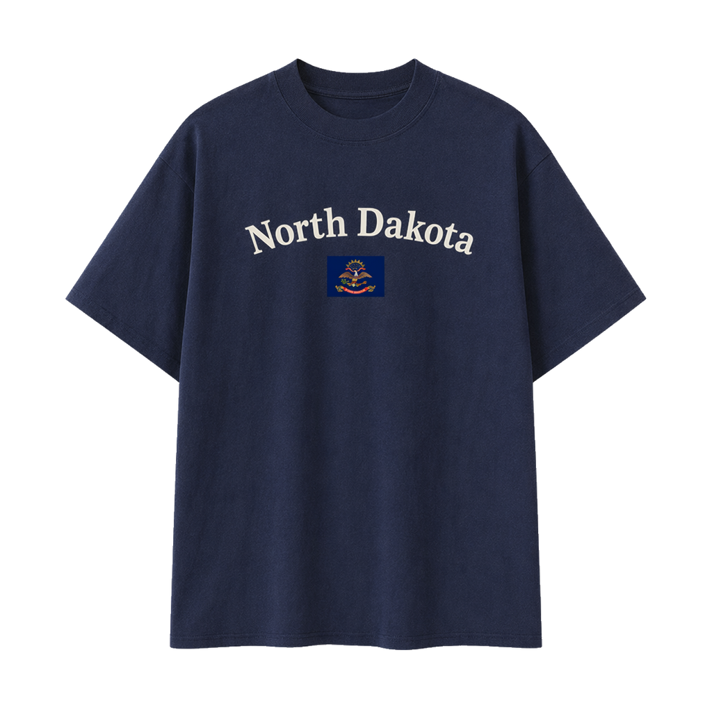 Collection 6 North Dakota Essential Cotton T-Shirt - Navy Blue front
