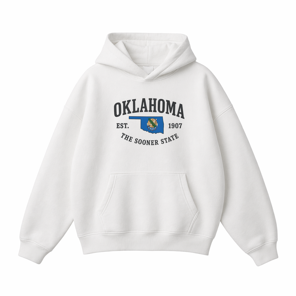 Collection 8 Oklahoma Oversize Fleeced Hoodie - White front