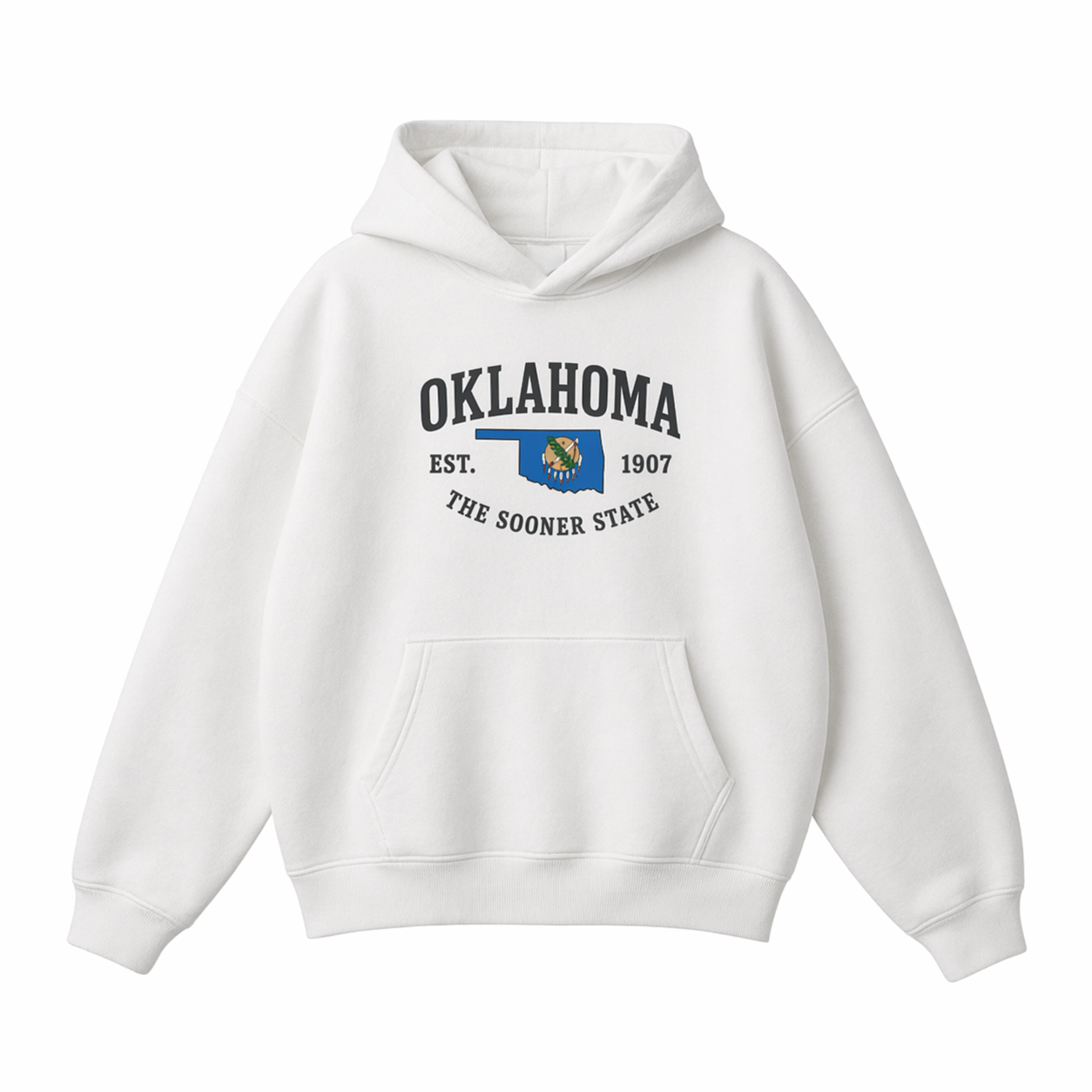 Collection 8 Oklahoma Oversize Fleeced Hoodie - White front
