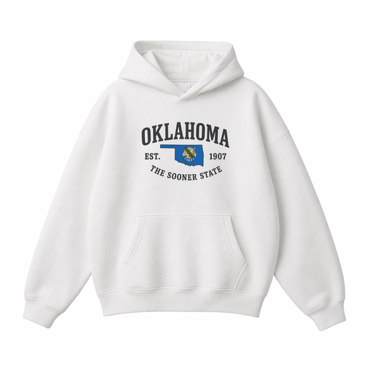 Collection 8 Oklahoma Oversize Fleeced Hoodie - White front