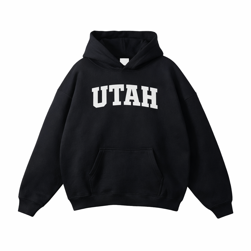Collection 1 Utah Oversize Fleeced Hoodie - Black front