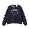 Collection 8 Pennsylvania Contrast Striped Lapel Collar Sweatshirt - Royal Blue front