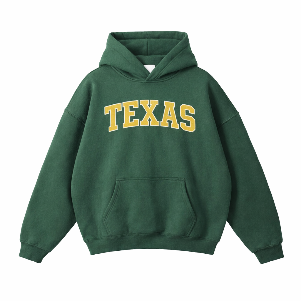 Collection 1 Texas Oversize Fleeced Hoodie - Eden Green front