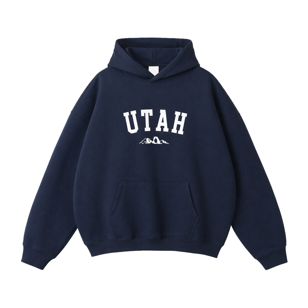 Collection 9 Utah Oversize Fleeced Hoodie - Navy Blue front