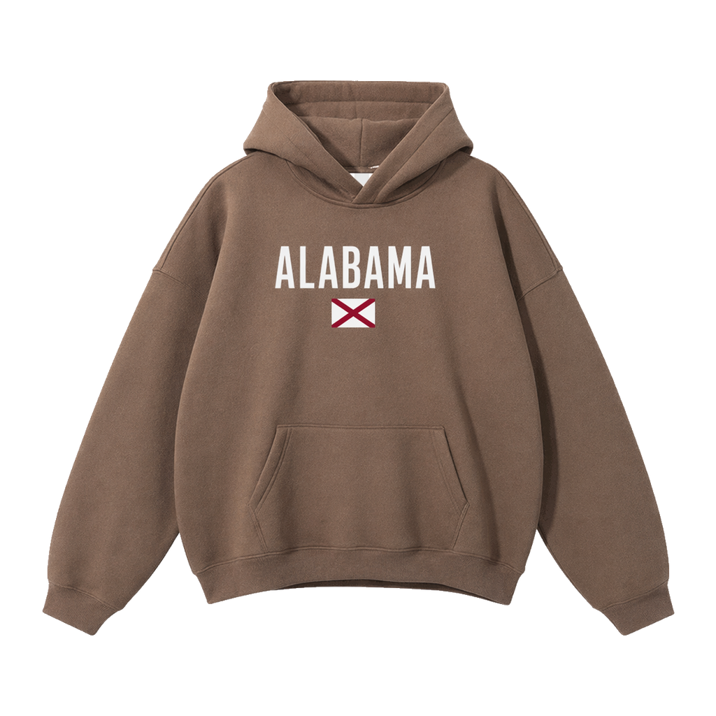 Collection 7 Alabama Oversize Fleeced Hoodie - Brown front