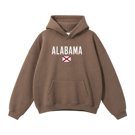 Collection 7 Alabama Oversize Fleeced Hoodie - Brown front