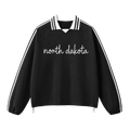 Collection 3 North Dakota Contrast Striped Lapel Collar Sweatshirt - Black front