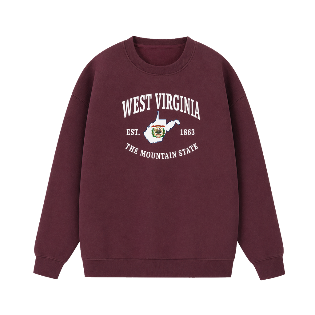 Collection 8 West Virginia Essential Heavyweight Crewneck Sweatshirt - Dull Red front