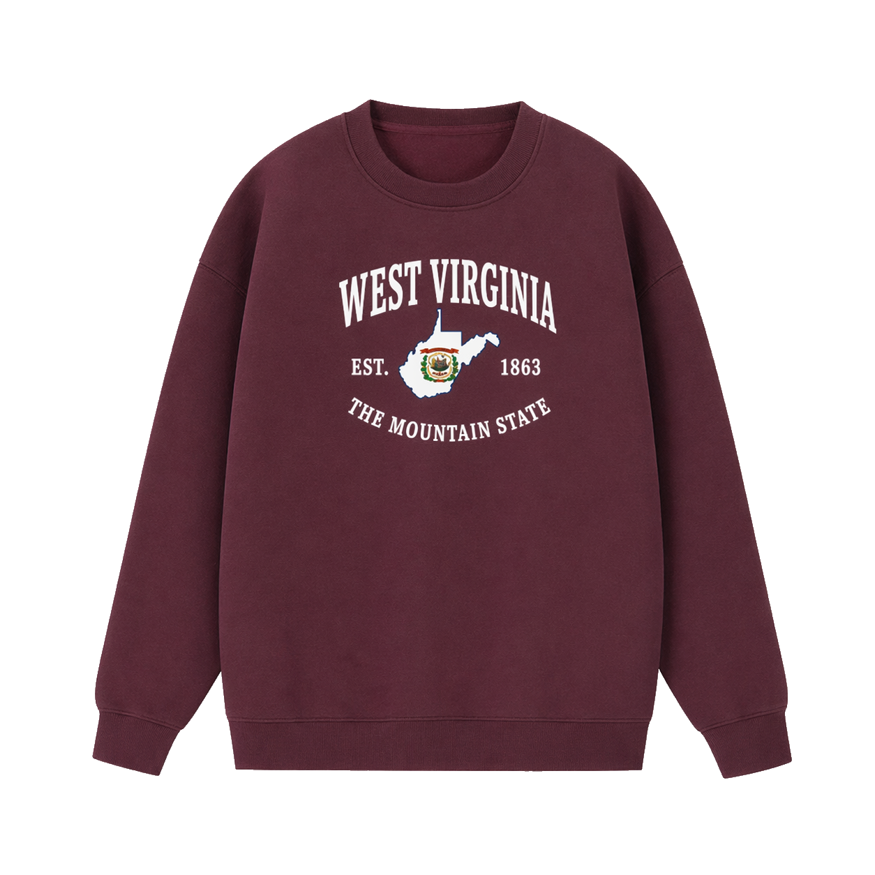 Collection 8 West Virginia Essential Heavyweight Crewneck Sweatshirt - Dull Red front