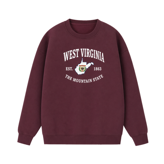 Collection 8 West Virginia Essential Heavyweight Crewneck Sweatshirt - Dull Red front