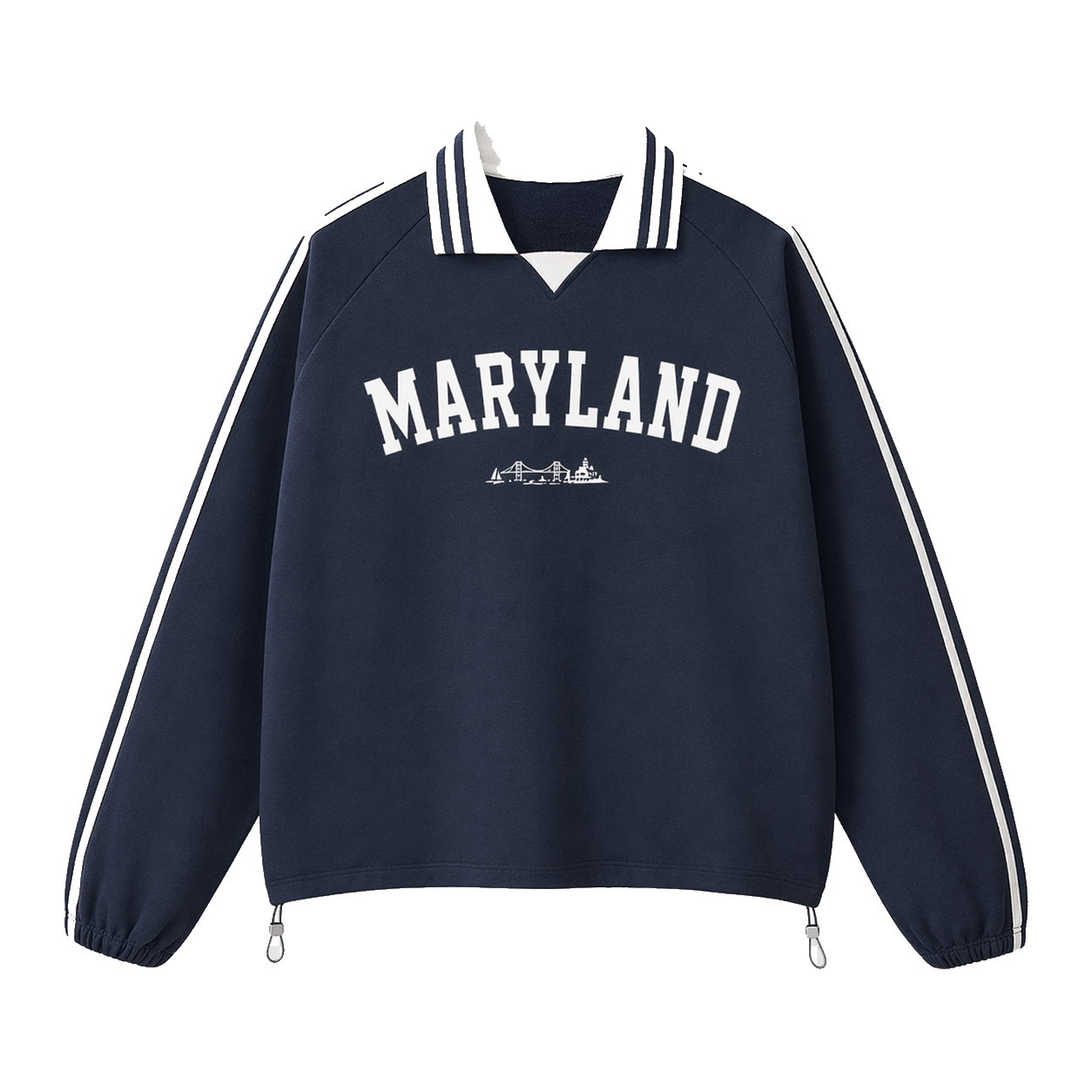 Collection 9 Maryland Contrast Striped Lapel Collar Sweatshirt - Royal Blue front