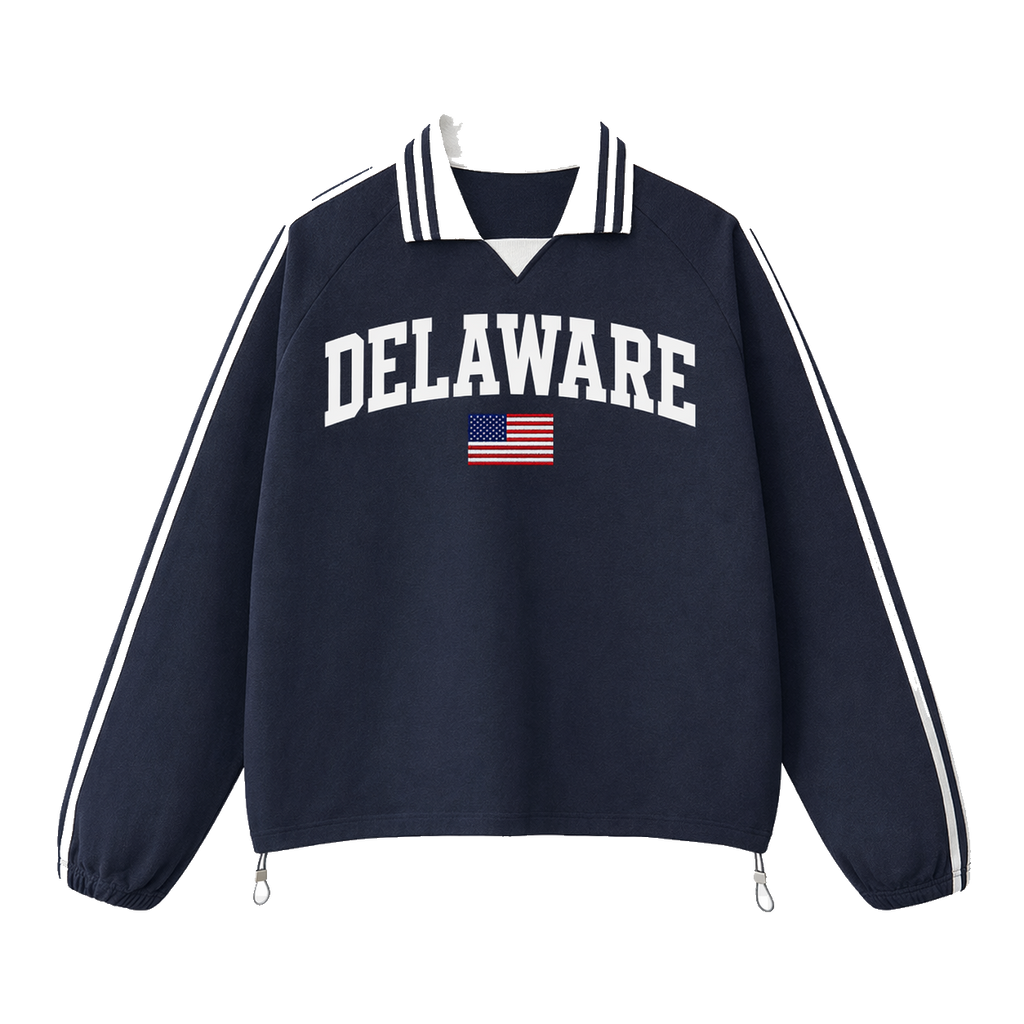 Collection 2 Delaware Contrast Striped Lapel Collar Sweatshirt - Royal Blue front