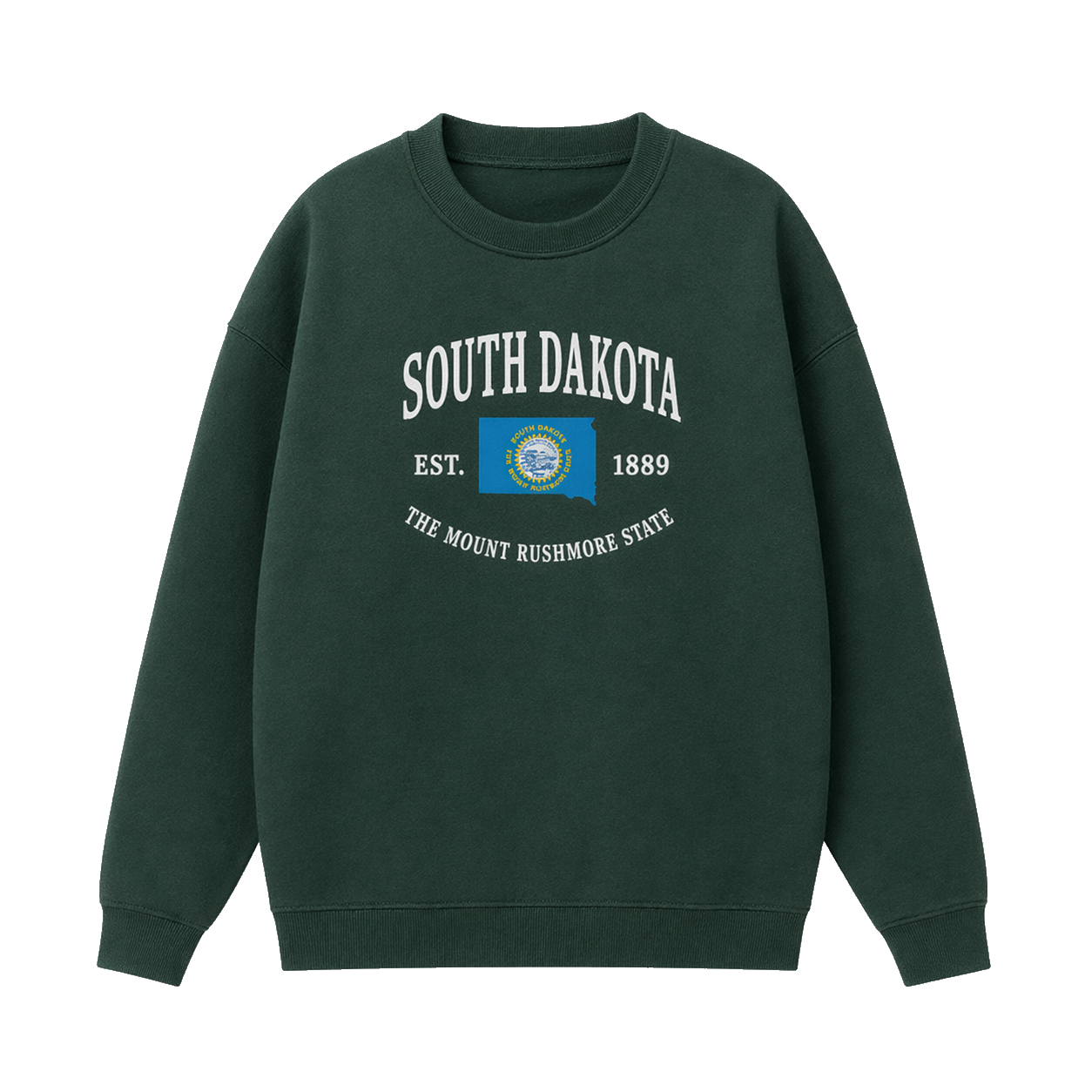 Collection 8 South Dakota Essential Heavyweight Crewneck Sweatshirt - Dark Green front
