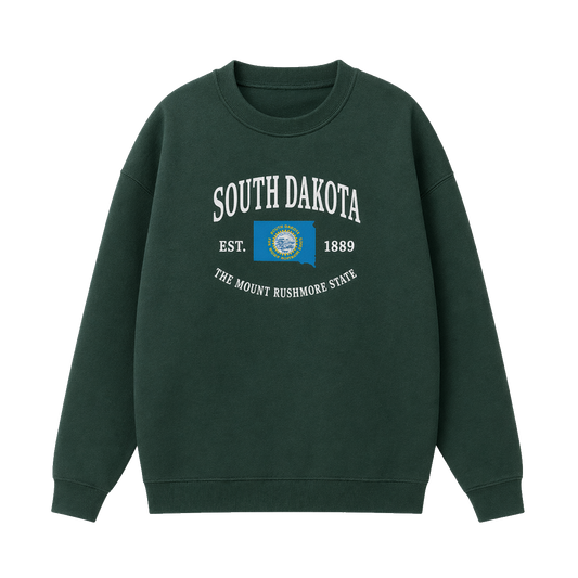 Collection 8 South Dakota Essential Heavyweight Crewneck Sweatshirt - Dark Green front