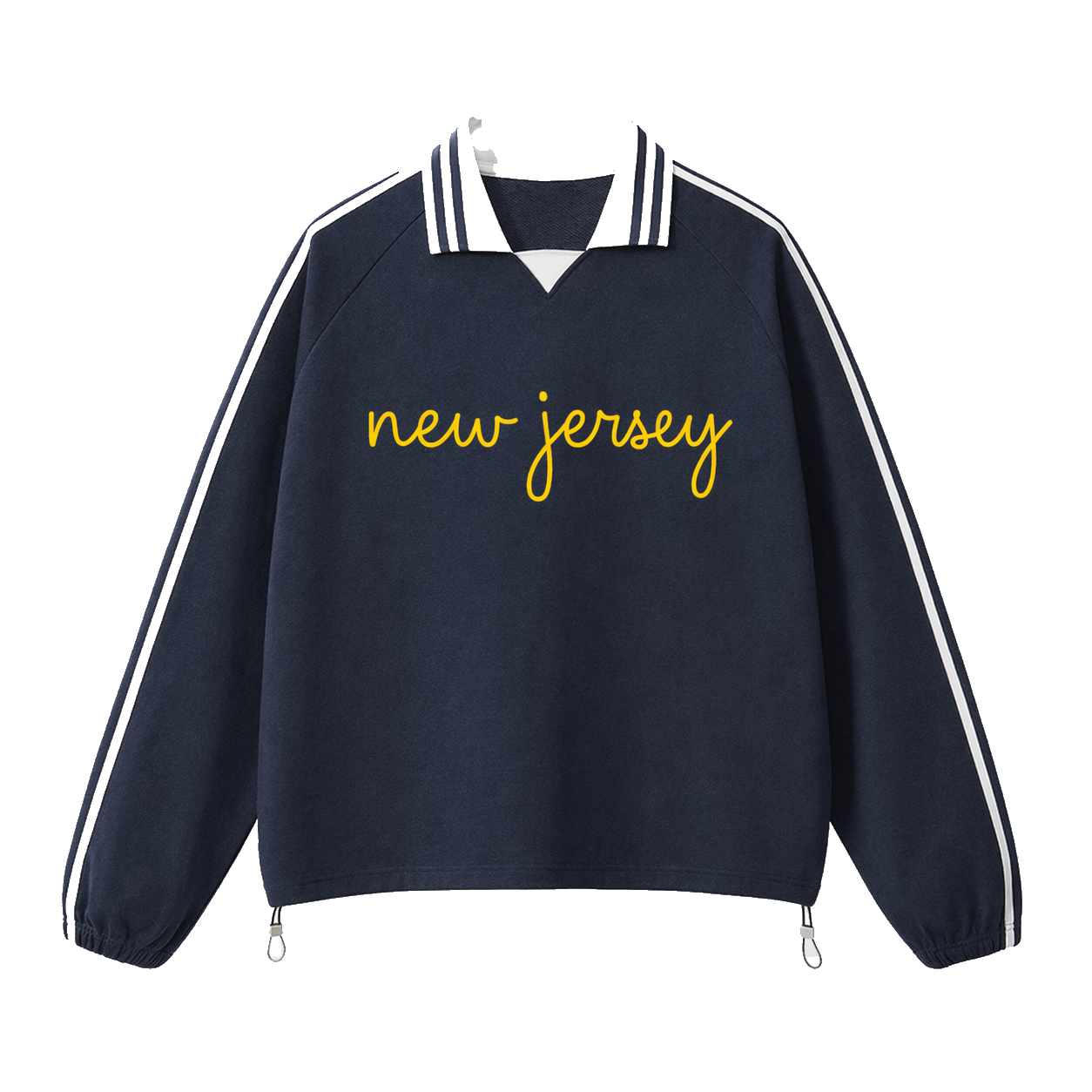 Collection 3 New Jersey Contrast Striped Lapel Collar Sweatshirt - Royal Blue front