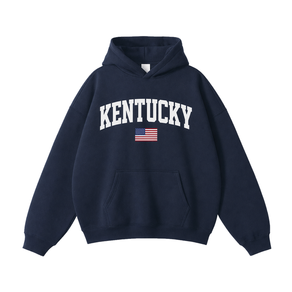 Collection 2 Kentucky Oversize Fleeced Hoodie - Navy Blue front