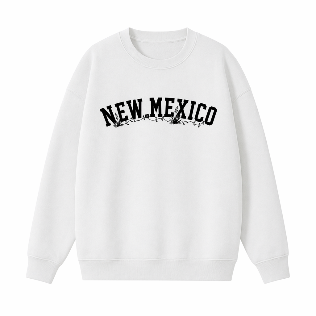 Collection 10 New Mexico Essential Heavyweight Crewneck Sweatshirt - White front