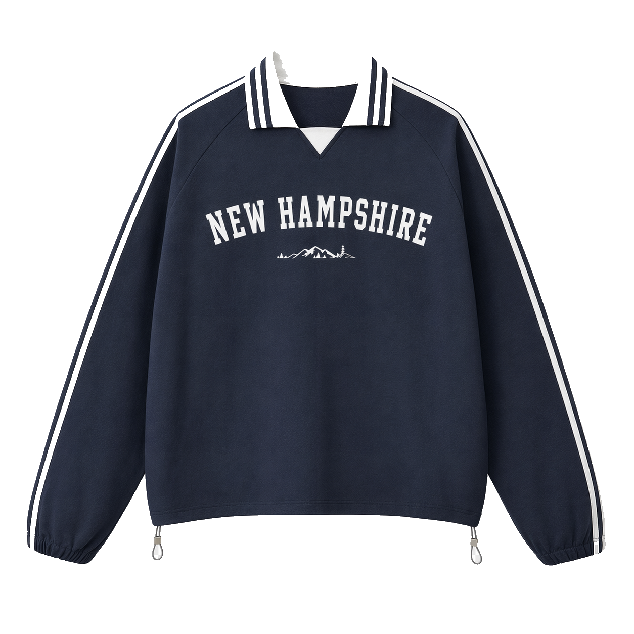 Collection 9 New Hampshire Contrast Striped Lapel Collar Sweatshirt - Royal Blue front