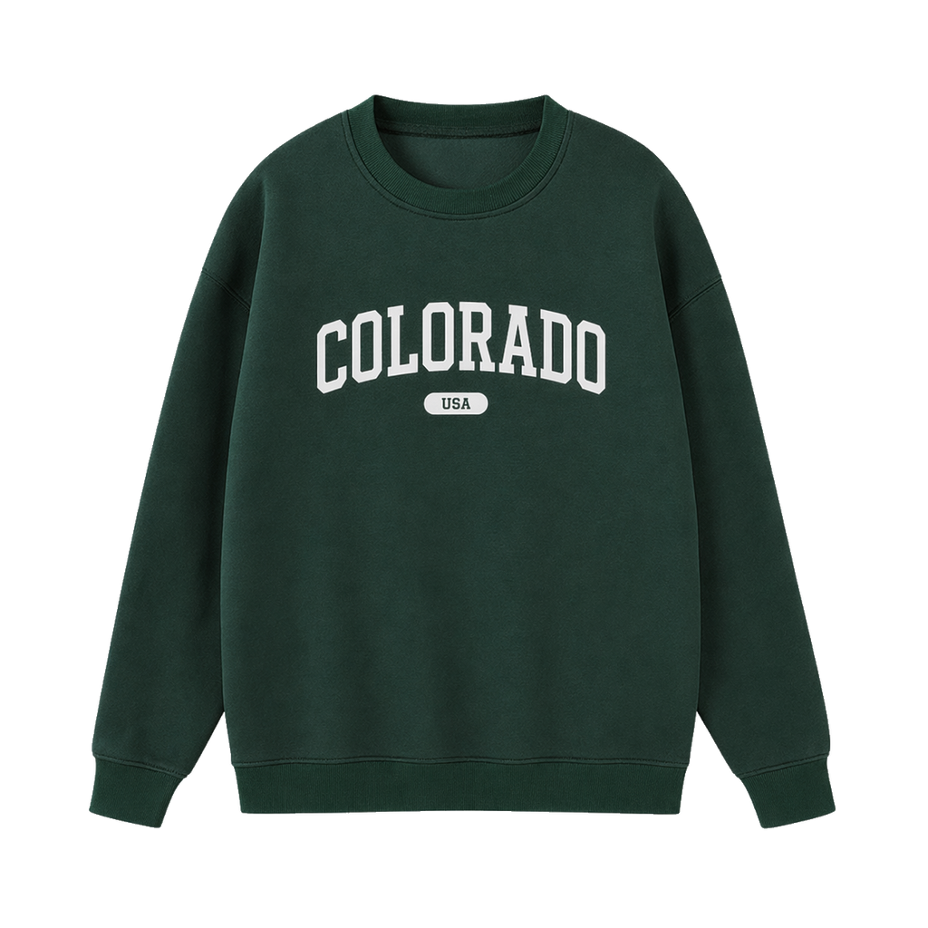 Collection 4 Colorado Essential Heavyweight Crewneck Sweatshirt - Dark Green front