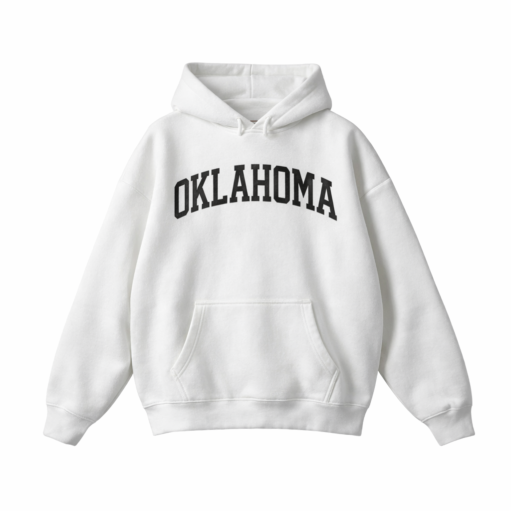 Collection 1 Oklahoma Oversize Fleeced Hoodie - White front