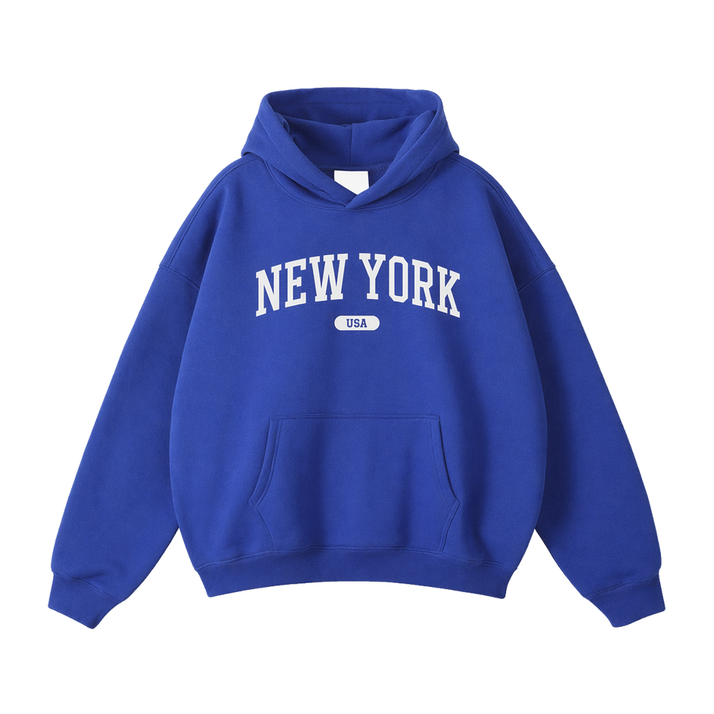 Collection 4 New York Oversize Fleeced Hoodie - Klein Blue front