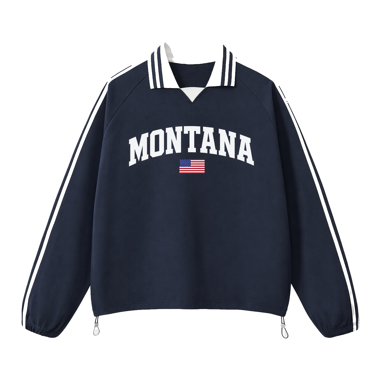 Collection 2 Montana Contrast Striped Lapel Collar Sweatshirt - Royal Blue front
