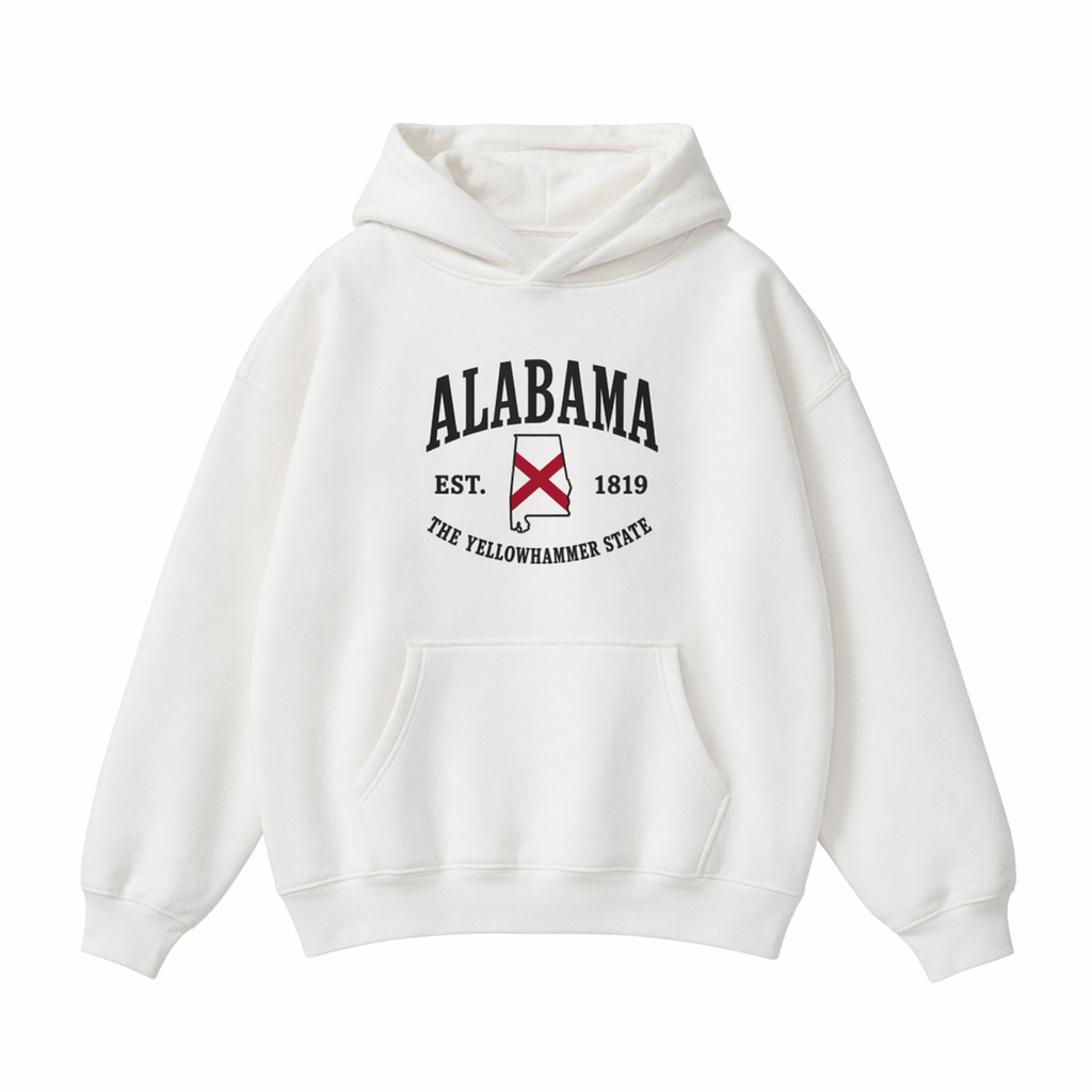 Collection 8 Alabama Oversize Fleeced Hoodie - White front
