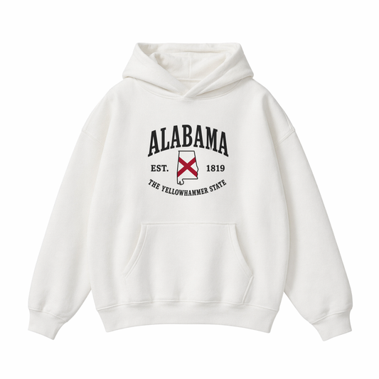 Collection 8 Alabama Oversize Fleeced Hoodie - White front
