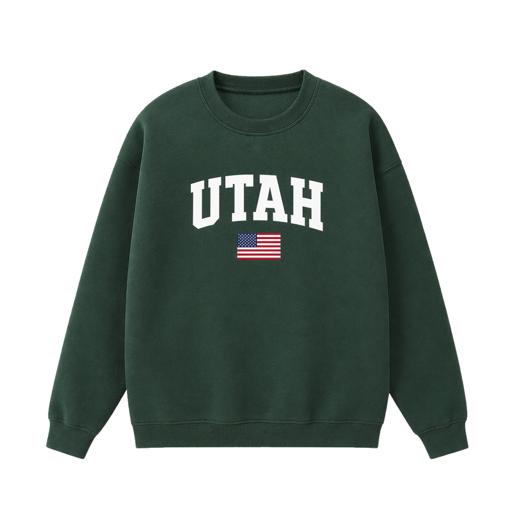 Collection 2 Utah Essential Heavyweight Crewneck Sweatshirt - Dark Green front