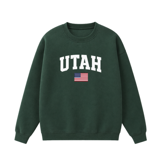 Collection 2 Utah Essential Heavyweight Crewneck Sweatshirt - Dark Green front