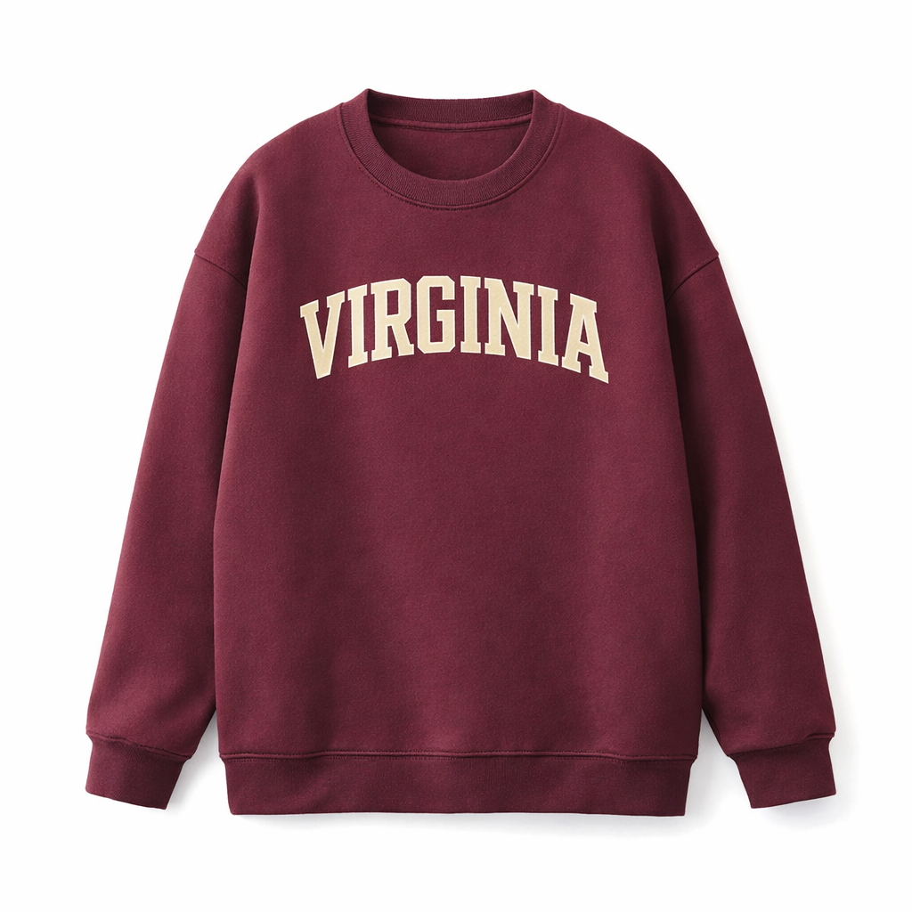 Collection 1 Virginia Essential Heavyweight Crewneck Sweatshirt - Dull Red front
