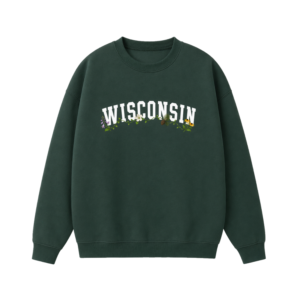 Collection 10 Wisconsin Essential Heavyweight Crewneck Sweatshirt - Dark Green front