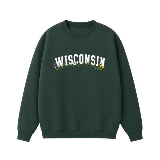 Collection 10 Wisconsin Essential Heavyweight Crewneck Sweatshirt - Dark Green front